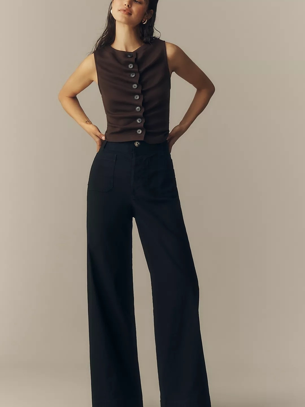 Maeve The Colette Black Wide-Leg Pants 28